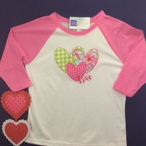 Pink/White Girls Raglan 3/4 Sleeve Shirt